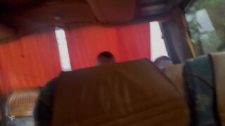 Kit Belove and Falcon Al get aroused on a public bus ride and suck and eat their own jizz - 6 image