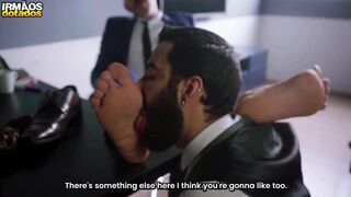 Joao Alves and Victor Nalla dominate and penetrate a mature boss in public sauna - 11 image