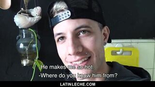 Watch as this hot Latina with hairys takes on two horny guys in a wild interracial threesome - 3 image