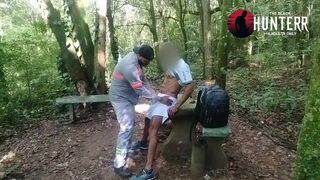 Watch The Hunter Black, a palmeiras fan, give his huge ass to a skinny guy in public forest - 2 image