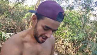 Socyal Sem Camisa & Maldonatto tag team lost guy on the trail & take turns deepthroating his ass - 12 image