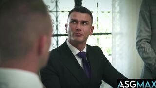 Apolo Adrii, Mr Deep Voice & Ricky Hard in a massive orgy of deepthroating, riding & deepthroating with massive c