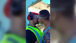 Watch Dropboyfloripabrasil and Ivan_dot21 take on a hung stud in a abandoned house filled with cock - 1 image