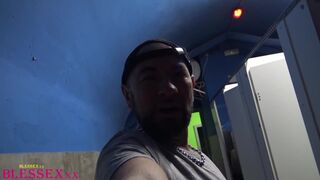 Jess Royan & Magic Javi get their asses barebacked in the glory hole after a naughty entrance - 2 image