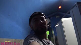 Watch these first-time pornstars surprise a straight man in the gloryhole with a hot blowjob and bear bareback action