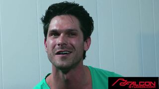Devin Franco's tight ass stretched wide by Brogan's massive pierced cock & filled with his own jizz - 4 image