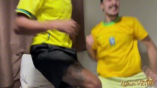 Ian Surfista & Luan Vetin watch Brazil vs. Haiti with their bisexual friend in public - 5 image