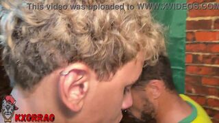 Watch as these Latin amateurs give a hot handjob to a hung white stud and take a facial cumshot - 9 image