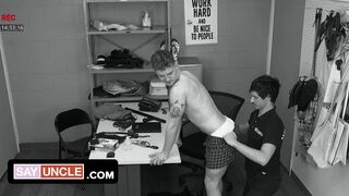 Watch Andrew Skylar & Dakota Wonders get their bubble butts wrecked & barebacked by guard - 2 image