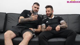 Magic Javi & John Brachalli share a raw, hot blowjob with their ex-girlfriend's brother - bear, bareback, homemade, tattoo - 3 image