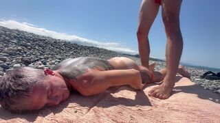 Falcon Al & Kit Belove take turns pounding a beach with intense anal action