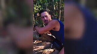Watch DropboyFloripa & Perseu Teu Semi Deus get their big cocks barebacked in a public place by a horny bastard