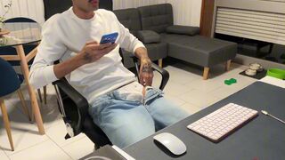 Asafe Santtos takes on a skinny dude in denim jeans on webcam in a wild bareback session - 3 image