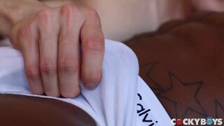 Adrian Hart & Leo Grand take on a BBC bareback & get a hot load on their asses - 1 image