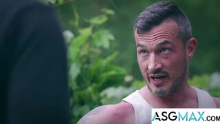 Watch Derek Kage's ass destroyed by massive cocks & spitroasted by Paul & Blain in raw fuck frenzy! - 2 image