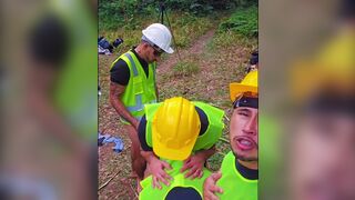 Luccas Melo, Diholiver25, and Junior Delao engage in a wild bareback orgy in public - 10 image