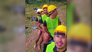 Luccas Melo, Diholiver25, and Junior Delao engage in a wild bareback orgy in public - 11 image