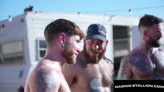 Rocky Unleashed, Troy Daniels, Diego Vox, Ian Sterling, and brogan Reed take on the biggest bareback orgy ever seen in Trailer Park! - 3 image