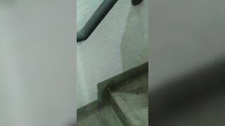 Peter takes a raw ride on a black cock on the mall stairs - 1 image