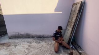 Asafe Santtos strokes her massive black schlong on the street while skinny dude watches - 11 image