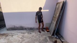 Asafe Santtos strokes her massive black schlong on the street while skinny dude watches - 6 image