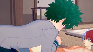 My Hero Academia Yaoi - Deku x Shouto Handjob and Blowjob - 11 image