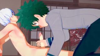 My Hero Academia Yaoi - Deku x Shouto Handjob and Blowjob - 7 image