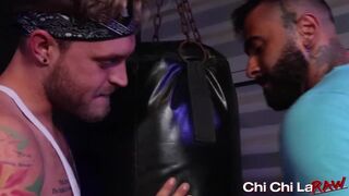 Hairy gays Rikk York and Chad Hammer bareback each other