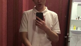 Dream Boy beautifully Masturbation on herself at the Mirror / Big Dick 23cm - 4 image
