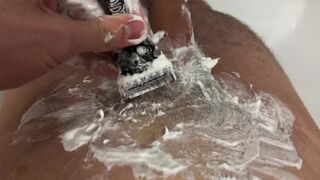 College Boy Try Shave his BIG DICK (23cm) the First Time / Totally Smooth / - 2 image