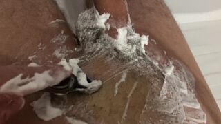 College Boy Try Shave his BIG DICK (23cm) the First Time / Totally Smooth / - 3 image
