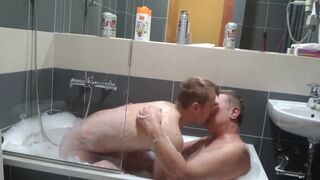 Dad fuck son bareback in the bathtub - 2 image